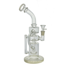 Showerhead 2 Recyclers Bent Neck Glass Water Pipe for Smoking (ES-GB-450)